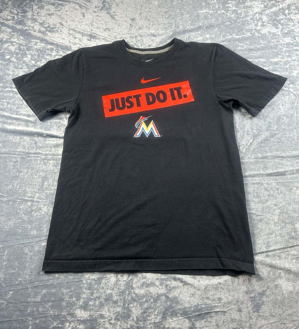 Nike Miami Marlins Just Do It T-Shirt Size S Black MLB Fan Apparel